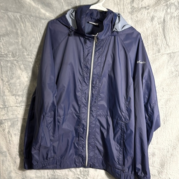 Columbia rain coat women’s plus size 1X blue lightweight packable breathable - Picture 1 of 16